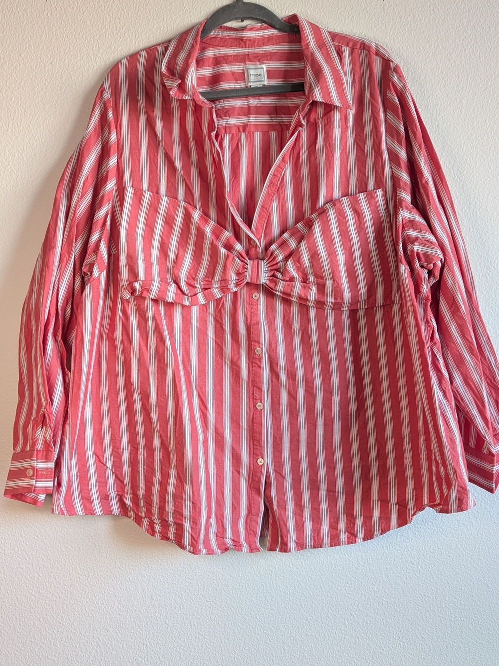 Striped Pink Button-Front Women’s Top with Twist Detail